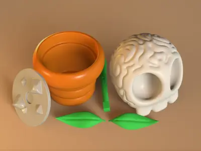 Spooky Halloween Skull Plant 3D print model