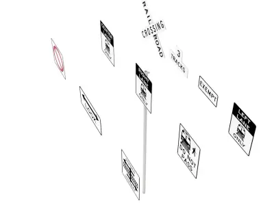 Road Sign US R15 Series Rail And Light Rail 3D model