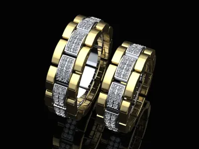 Wedding rings gold platinum 3D print model