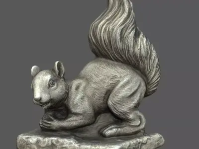 Stone Squirrel Low-poly 3D model