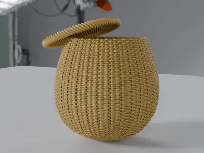 Wicker Basket Low-poly 3D model 3D model