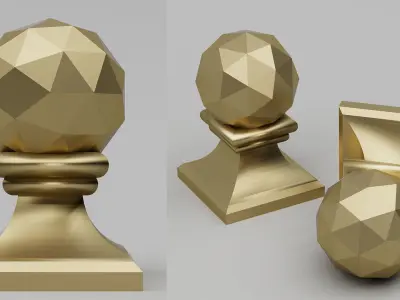 Geometric Brass Finial 3D model