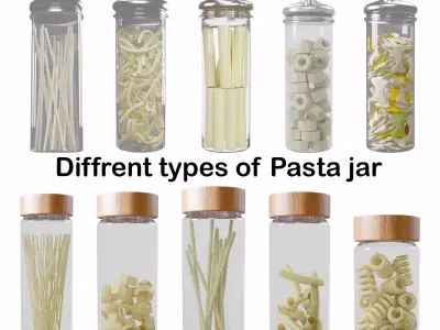 Diffrent type of Pasta jar for kitchen decoration 3D Model Collection