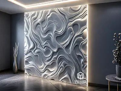 modern panel wall decor set wall relief mural CNC 113 3D model