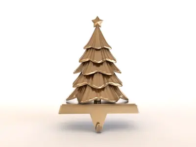 Pine Tree Shaped Christmas Stocking Hanger 3D model