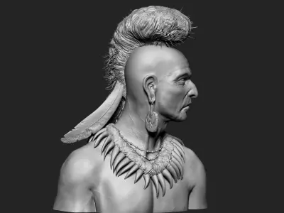   Native American Mohawk Warrior  3D print model