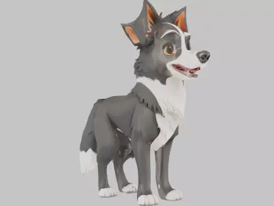 Cartoon Border Collie Model Low-poly 3D model
