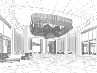 Luxury hotel lobby  3D model