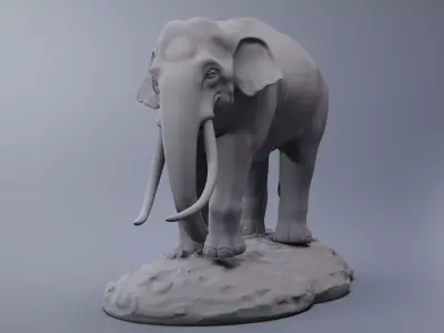 Abstract Asian Elephant Sculpture 3D print model