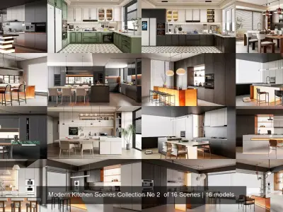 Modern Kitchen Scenes Collection No 7  of 16 Scenes