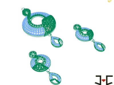0249 - Diamond with Jali Pendant Set for Women - JCADHub 3D print model
