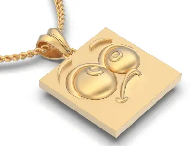 Emoji face  comic silver pendant gold jewelry 3D printable model 3D print model