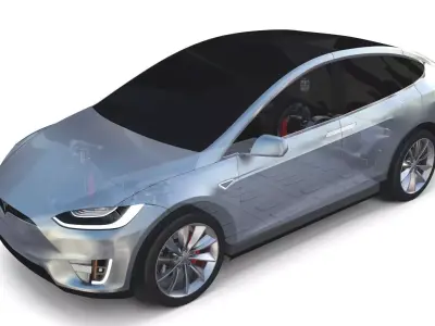 Tesla Model X with Chassis Silver 3D model