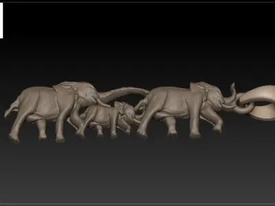 animal elephant family pendant stl  3D print model