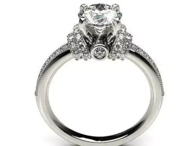 Round Diamond Solitaire Ring 3D print model buy