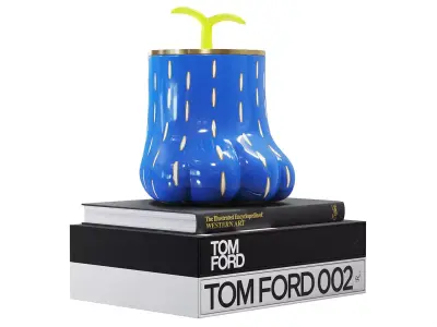 Paw Jar and books decorative set 3D model