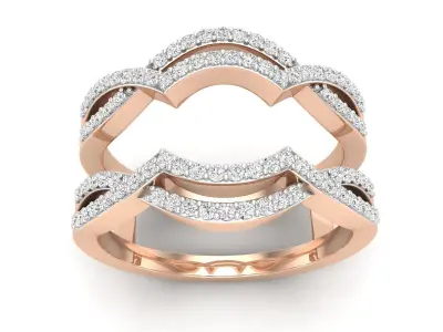 AV 573 Diamond Ladies Anniversary Wedding Guard Double Ring 3D print model