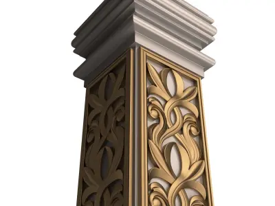 Stair Baluster 02 White Low-poly 3D model