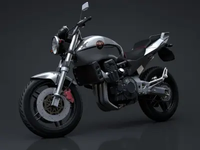 Sport Motorcycle with Rider Rigged C4D 3D model