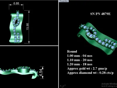 Pendant Earrings combo - 4879 3D print model