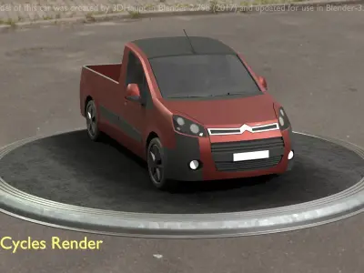 City Car 91 Utility Vehicles Van Pickup 1500 Type-D Brown Low-poly 3D model