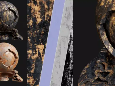 Plaster Patina Materials 05-06 - PBR - Seamless - 4k - SBSAR Low-poly 3D model