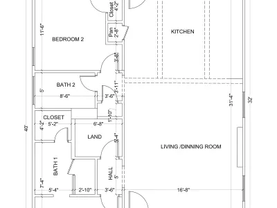 Modern Two Bedroom House Complete 3D Model  Drawings Renderings 3D model