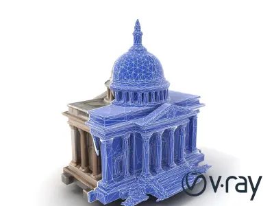 Cracked Government Building Ruin model pack Low-poly 3D model