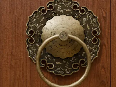 Chinese Style Ornamental Door Knocker 8 - Low Poly PBR Model Low-poly 3D model