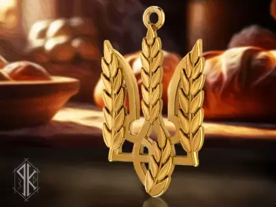 Ukrainian trident pendant 3D print model