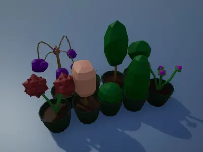 Lowpoly pot plants  Low-poly 3D model