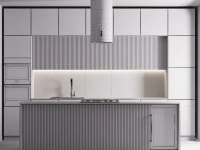 modern kitchen with island 009 3D model