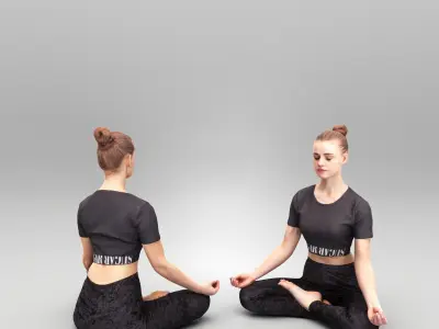 Woman sitting in yoga pose 362 Low-poly 3D model