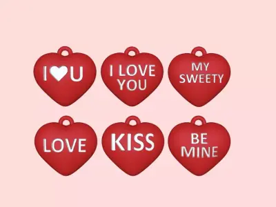 Cute Heart Keychains 3D print model