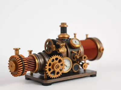 Steampunk Engine model pack Low-poly 3D model