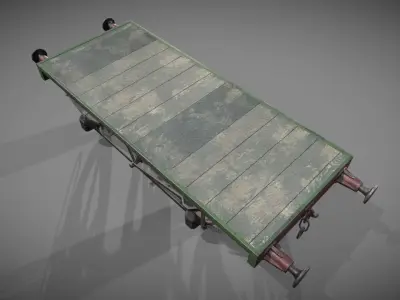 Flatbed Wagon Low-poly 3D model