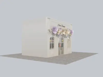  Elegant Floral Boutique Facade 3D Model  Low-poly 3D model