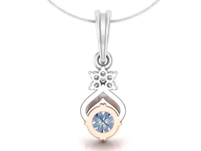 pendant rose gold with diamond 3D print model