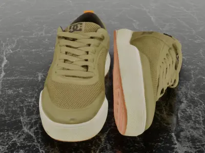 DC 3D SKATE SHOES - GREEN SNEAKERS 3D model