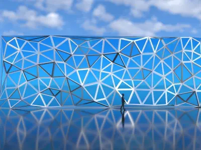 Triangulated Wall Random Pattern Offset Frame Parametric 3D model