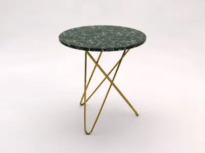 SIDE TABLE---Marble tray and brass crossed rods 3D model
