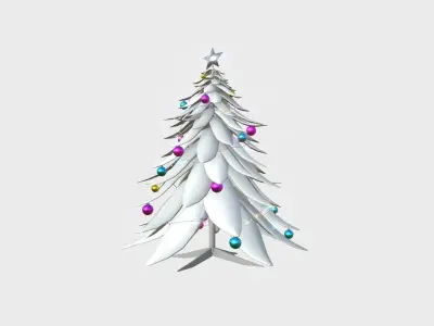 Christmas Tree 04 Snow Colored - Cartoon Interior Decoration Low-poly 3D model