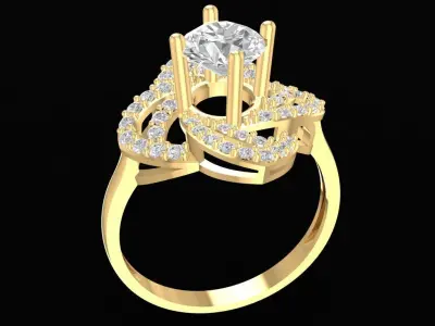 Luxury Twisted Four Petal Halo Ring for Women  2483 3D print model