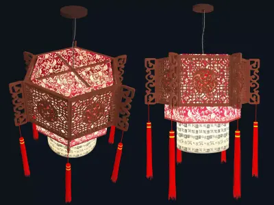 Chinese lanterns Low-poly 3D model