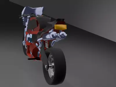 Low Poly and Mid Poly Sport Motorcycle 3D Model Game Ready Asset Free low-poly 3D model