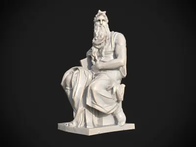Moses by Michelangelo Low-poly 3D model