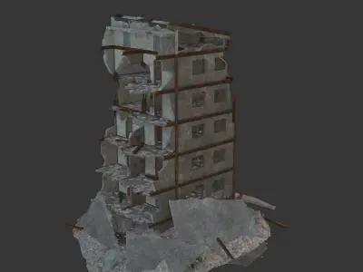 destroyed building Low-poly 3D model