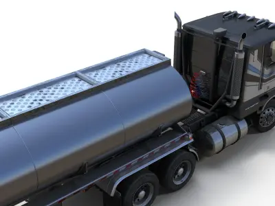 Industrial cabover tanker semitruck Low-poly 3D model