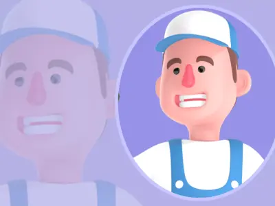 Stylized 3D Mechanic Character - Cheerful Tool Holding 3D model