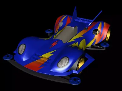 4WD car  blue car 3D model